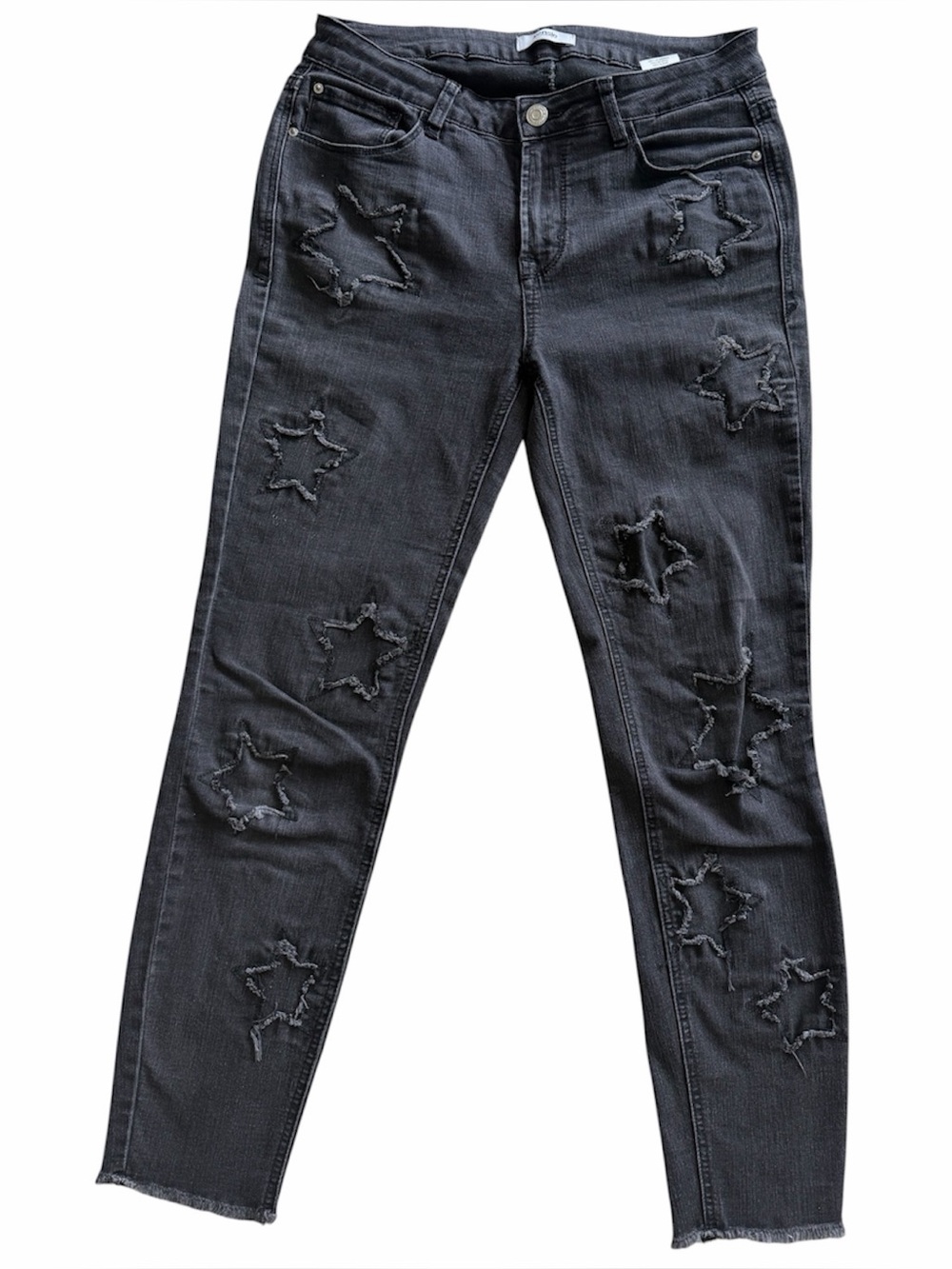 Kensie Black Star-Accent Slim Distressed Jeans Women’s Size 6/28